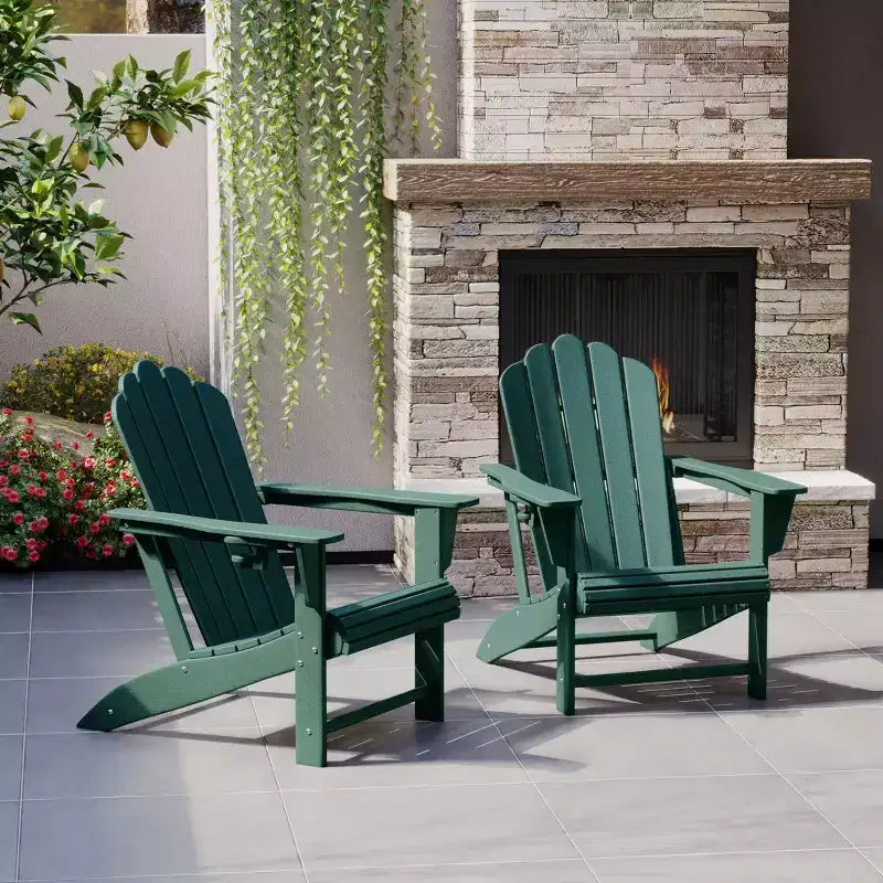 WestinTrends Highland - Sedie Adirondack da Esterno in HDPE con Portabicchieri (Set da 2)