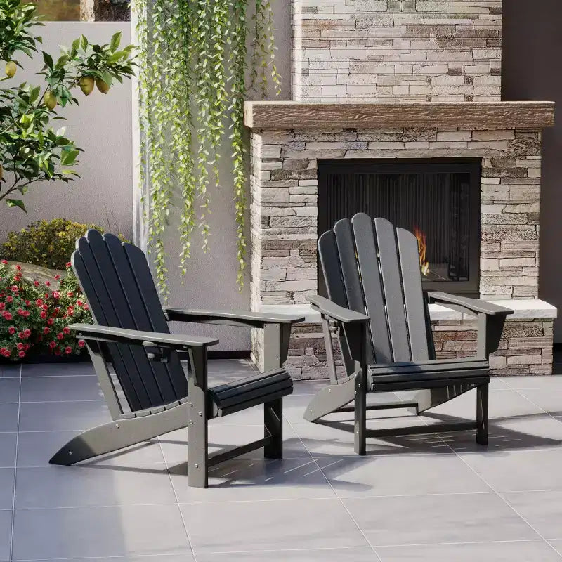 WestinTrends Highland - Sedie Adirondack da Esterno in HDPE con Portabicchieri (Set da 2)