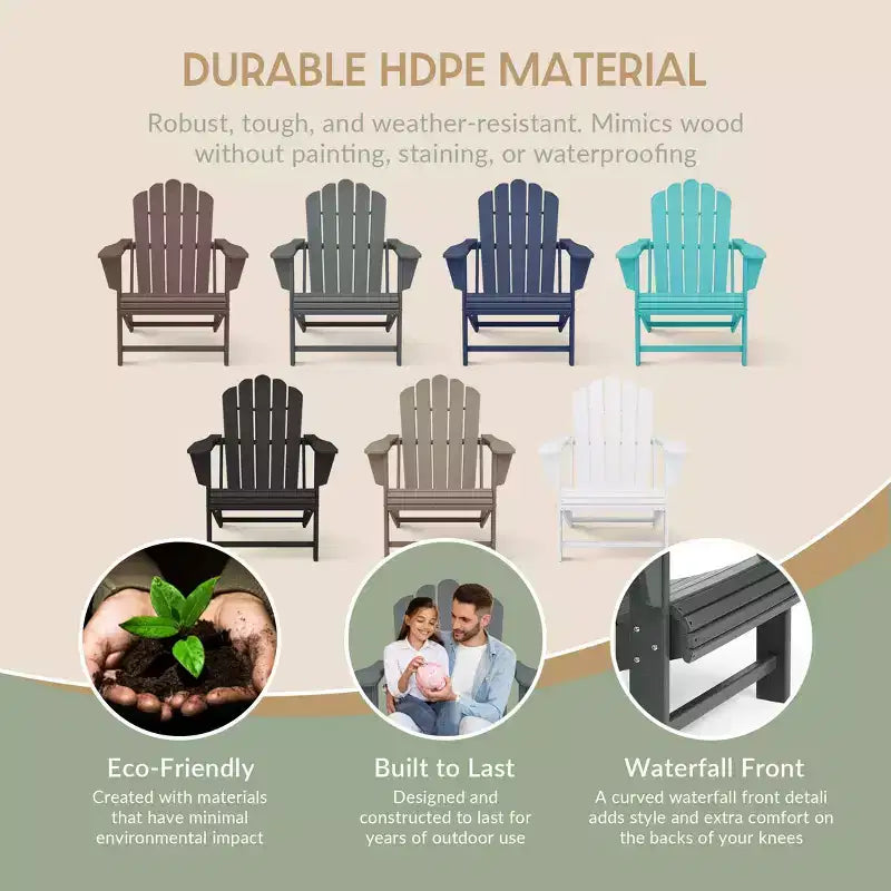 WestinTrends Highland - Sedie Adirondack da Esterno in HDPE con Portabicchieri (Set da 2)