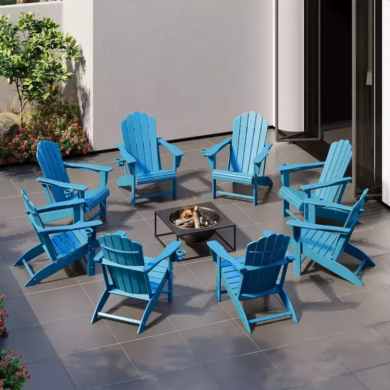 Chaises Adirondack WestinTrends Highland en PEHD pour terrasse extérieure avec porte-gobelets (Lot de 8)