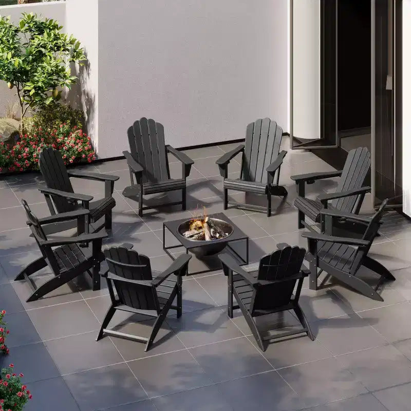 Chaises Adirondack WestinTrends Highland en PEHD pour terrasse extérieure avec porte-gobelets (Lot de 8)