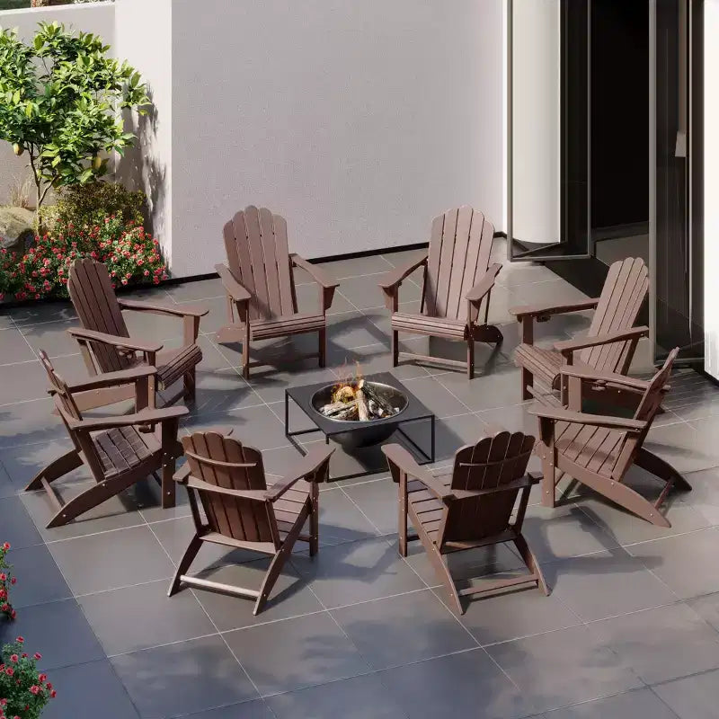 Chaises Adirondack WestinTrends Highland en PEHD pour terrasse extérieure avec porte-gobelets (Lot de 8)