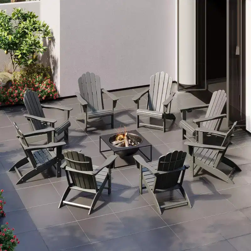 Chaises Adirondack WestinTrends Highland en PEHD pour terrasse extérieure avec porte-gobelets (Lot de 8)