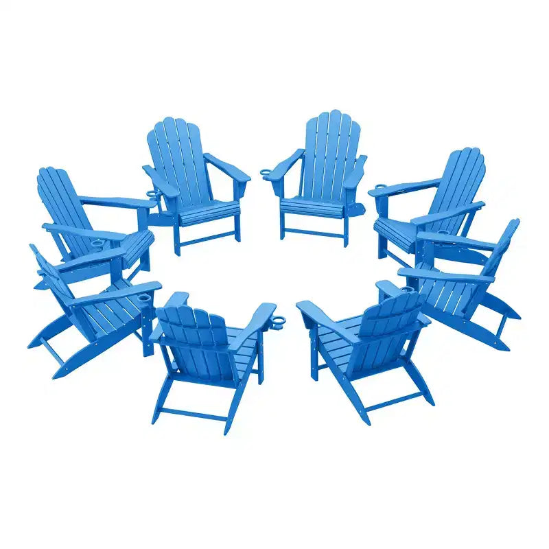 WestinTrends Sedie Adirondack da Esterno in HDPE Highland con Portabicchieri (Set da 8)
