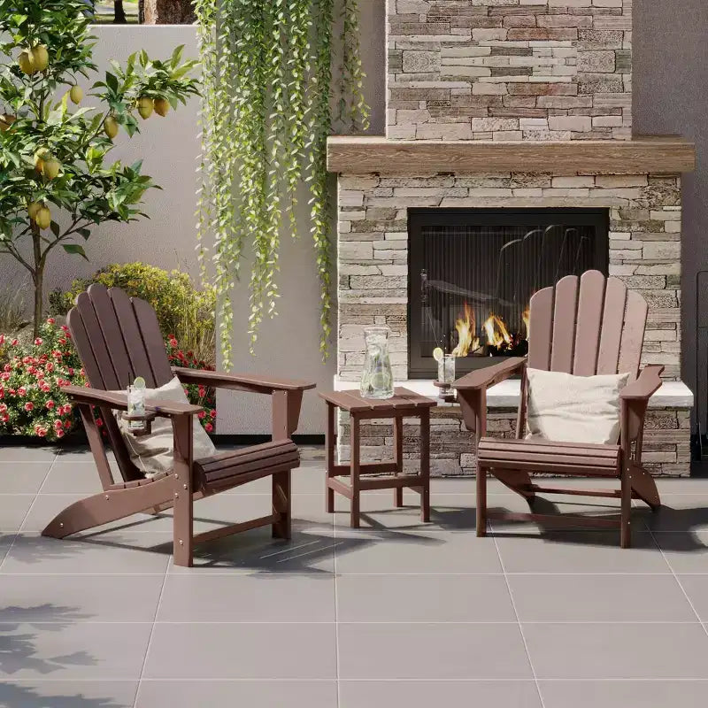 Ensemble de 3 meubles de patio WestinTrends Highland en PEHD avec fauteuil Adirondack, porte-gobelet et table