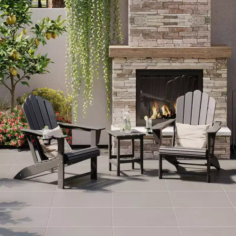 Ensemble de 3 meubles de patio WestinTrends Highland en PEHD avec fauteuil Adirondack, porte-gobelet et table
