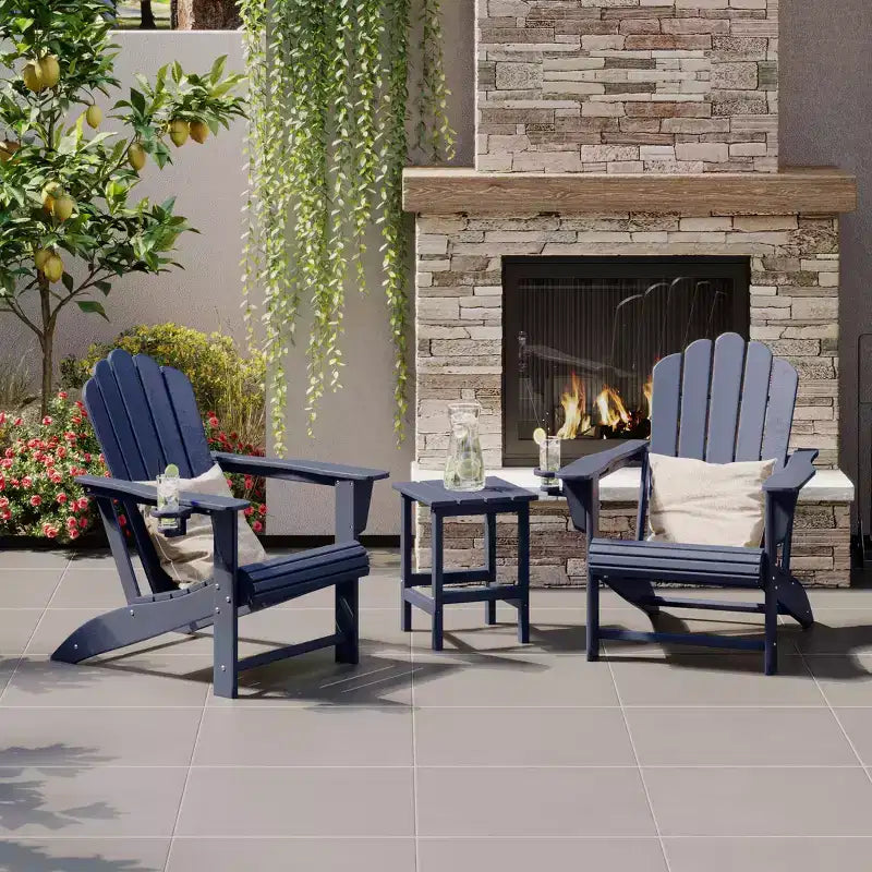 Ensemble de 3 meubles de patio WestinTrends Highland en PEHD avec fauteuil Adirondack, porte-gobelet et table