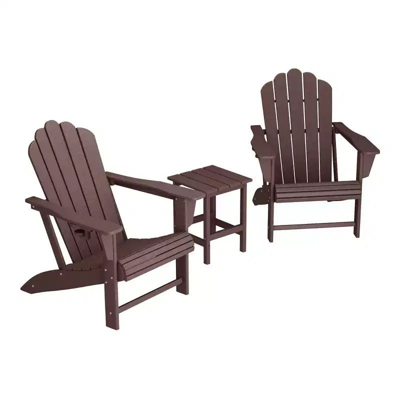 WestinTrends Highland Set da 3 Pezzi per Patio Esterno con Sedia Adirondack in HDPE con Portabicchieri e Tavolo