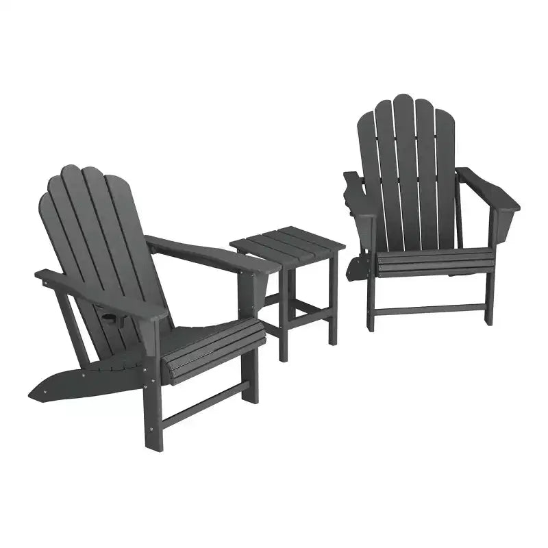 WestinTrends Highland Set da 3 Pezzi per Patio Esterno con Sedia Adirondack in HDPE con Portabicchieri e Tavolo