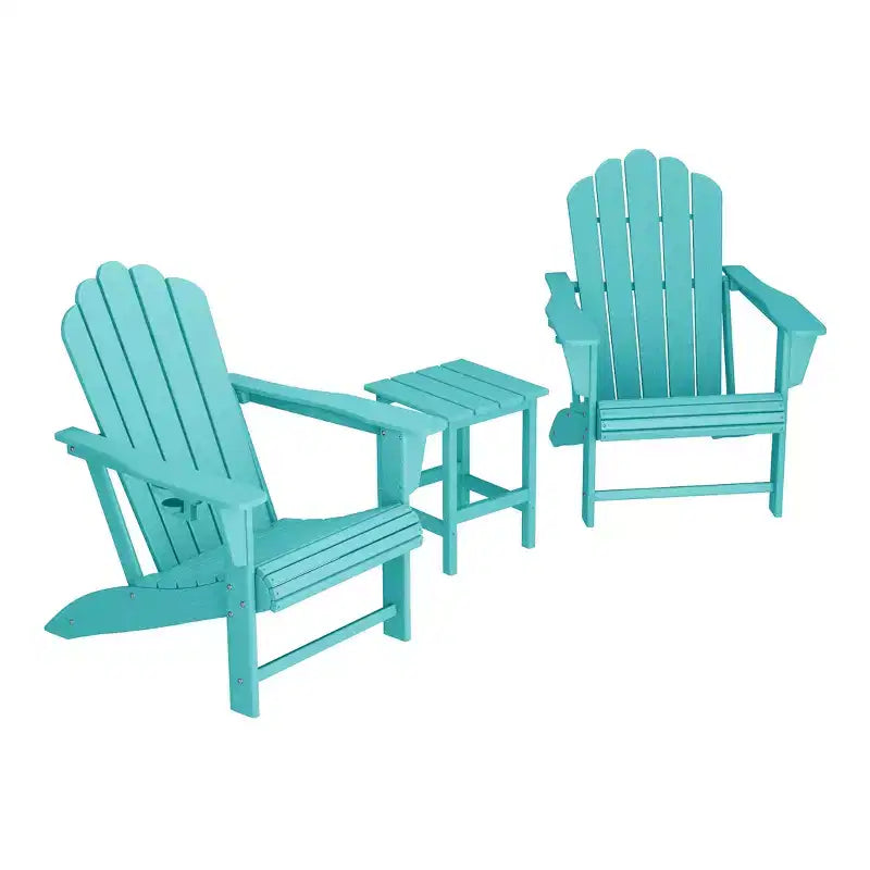 WestinTrends Highland Set da 3 Pezzi per Patio Esterno con Sedia Adirondack in HDPE con Portabicchieri e Tavolo