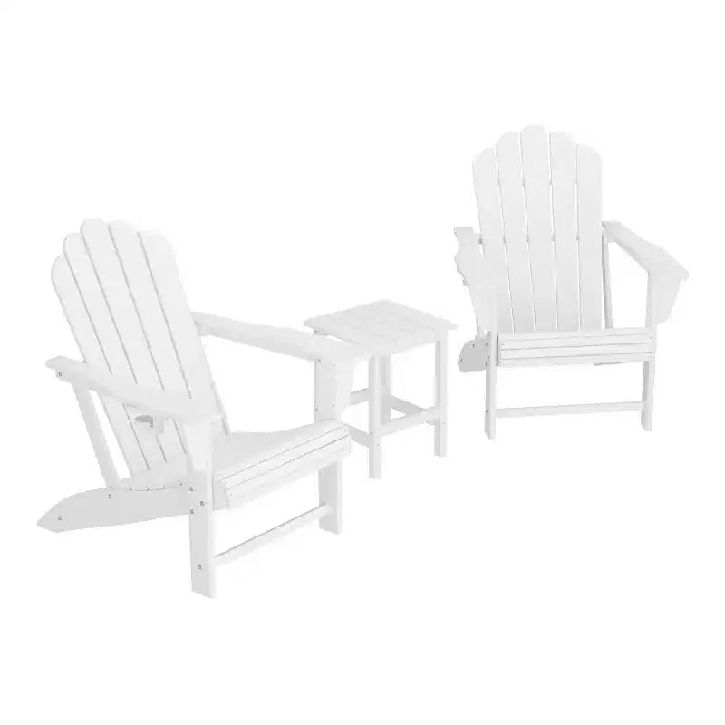 WestinTrends Highland Set da 3 Pezzi per Patio Esterno con Sedia Adirondack in HDPE con Portabicchieri e Tavolo