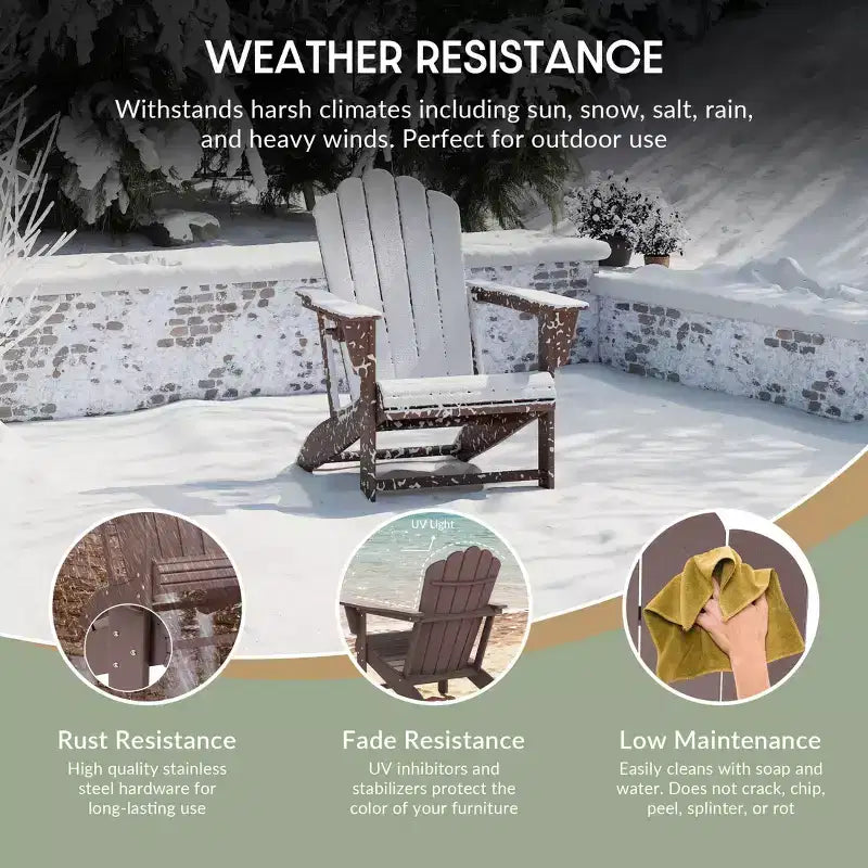 WestinTrends Highland Set di 4 sedie Adirondack da esterno in HDPE con poggiapiedi e portabicchieri