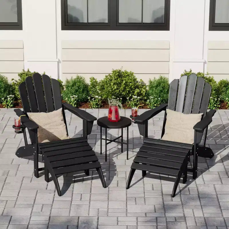 WestinTrends Highland Set di 4 sedie Adirondack da esterno in HDPE con poggiapiedi e portabicchieri