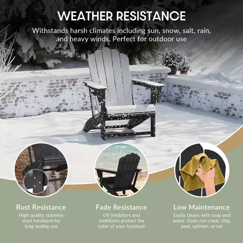 WestinTrends Highland Set di 4 sedie Adirondack da esterno in HDPE con poggiapiedi e portabicchieri
