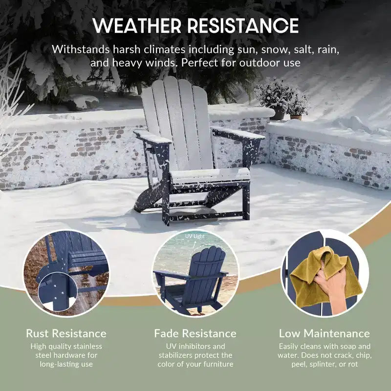WestinTrends Highland Set di 4 sedie Adirondack da esterno in HDPE con poggiapiedi e portabicchieri