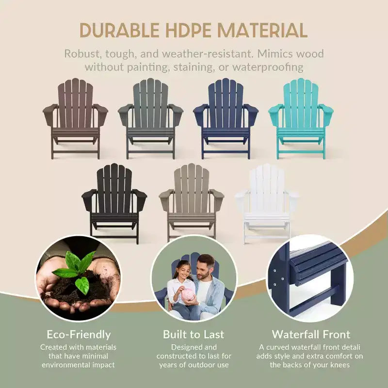 WestinTrends Highland Set di 4 sedie Adirondack da esterno in HDPE con poggiapiedi e portabicchieri