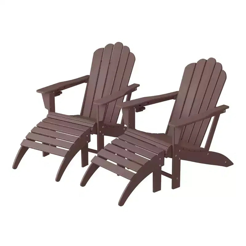 WestinTrends Highland Set di 4 sedie Adirondack da esterno in HDPE con poggiapiedi e portabicchieri