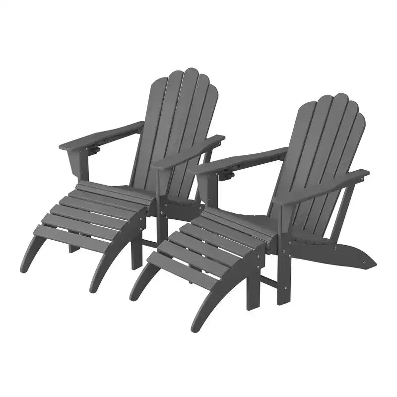 WestinTrends Highland Set di 4 sedie Adirondack da esterno in HDPE con poggiapiedi e portabicchieri