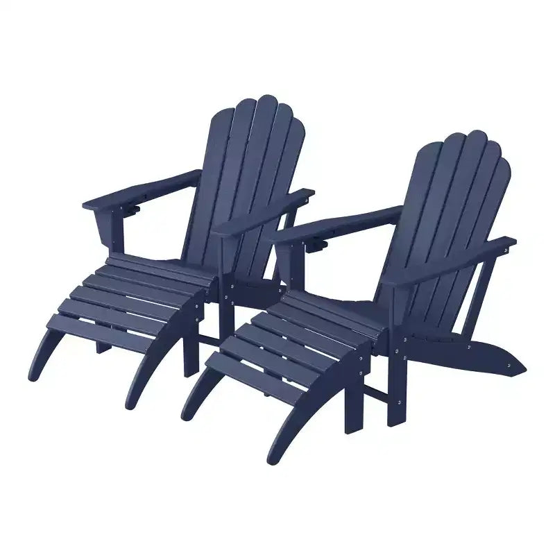 WestinTrends Highland Set di 4 sedie Adirondack da esterno in HDPE con poggiapiedi e portabicchieri