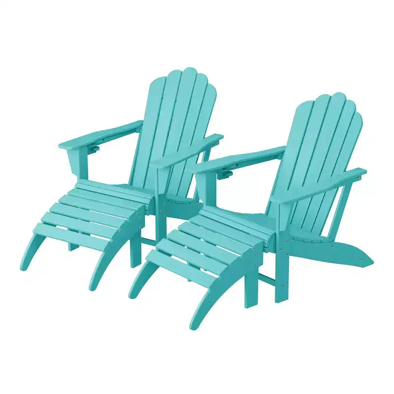 WestinTrends Highland Set di 4 sedie Adirondack da esterno in HDPE con poggiapiedi e portabicchieri
