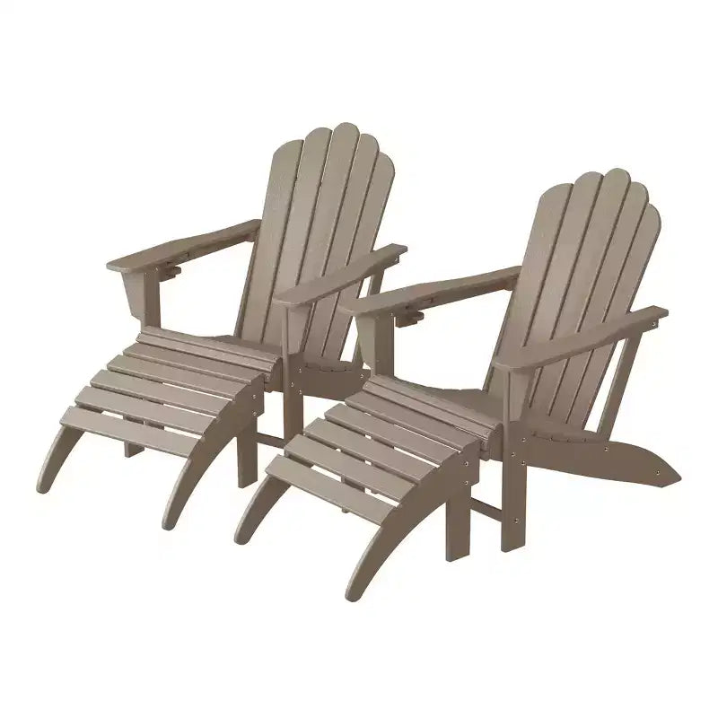 WestinTrends Highland Set di 4 sedie Adirondack da esterno in HDPE con poggiapiedi e portabicchieri