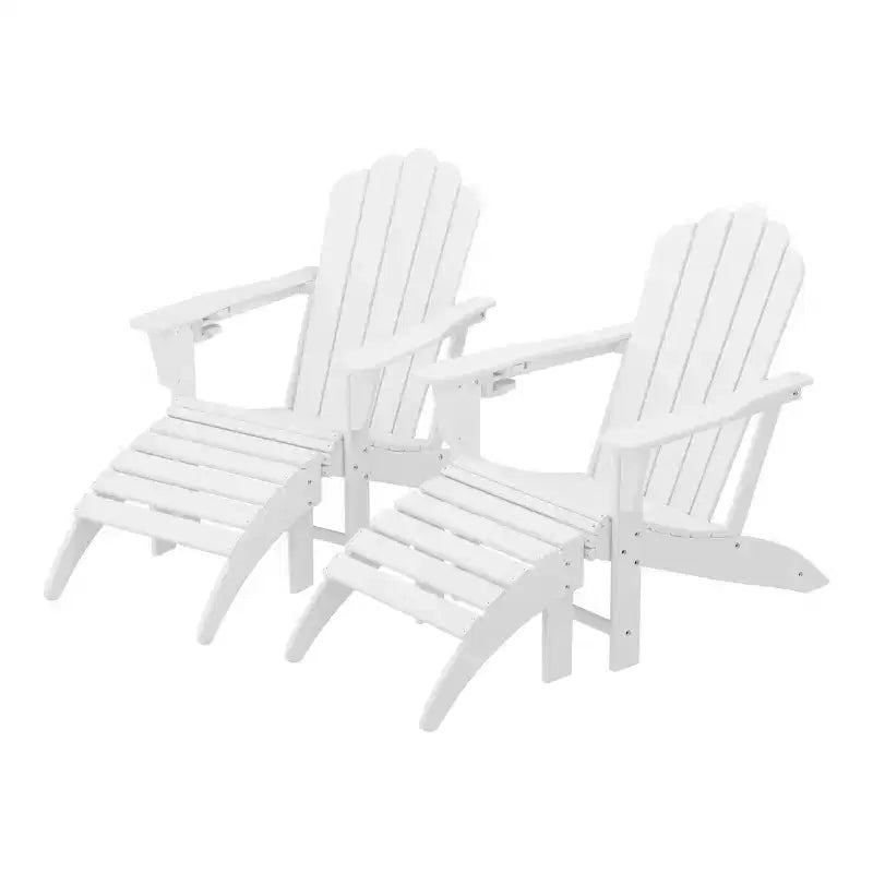 WestinTrends Highland Set di 4 sedie Adirondack da esterno in HDPE con poggiapiedi e portabicchieri