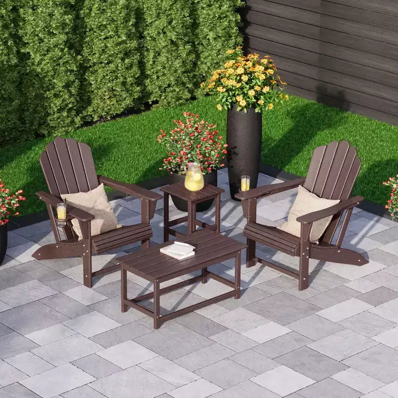 WestinTrends Highland Set da 4 Pezzi con Sedie Adirondack, Portabicchieri e Tavolino
