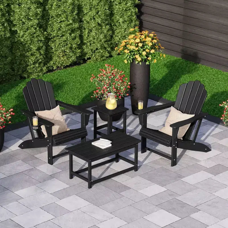 WestinTrends Highland Set da 4 Pezzi con Sedie Adirondack, Portabicchieri e Tavolino