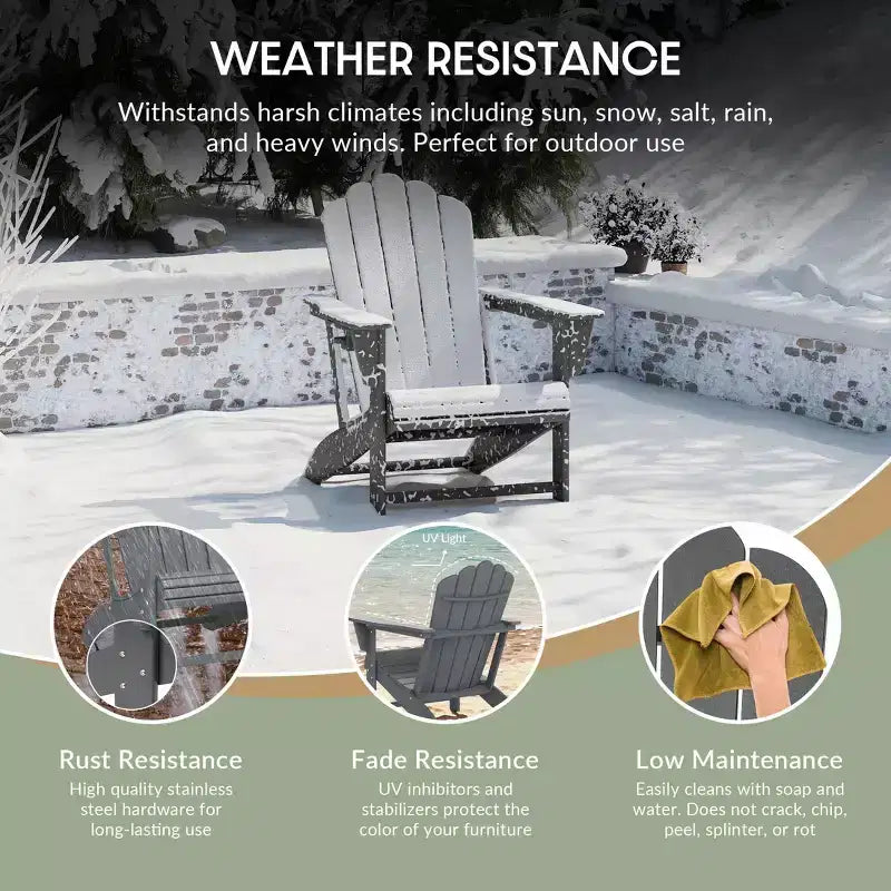 WestinTrends Highland Set da 4 Pezzi con Sedie Adirondack, Portabicchieri e Tavolino