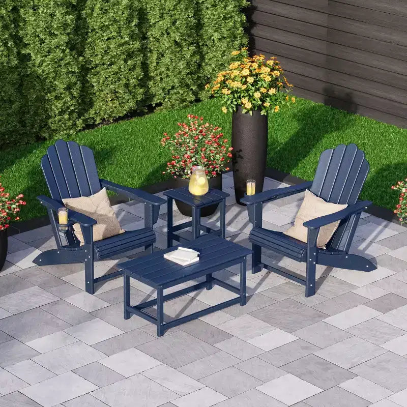 WestinTrends Highland Set da 4 Pezzi con Sedie Adirondack, Portabicchieri e Tavolino