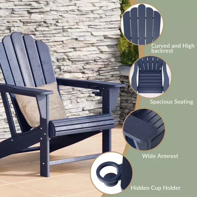 WestinTrends Highland Set da 4 Pezzi con Sedie Adirondack, Portabicchieri e Tavolino