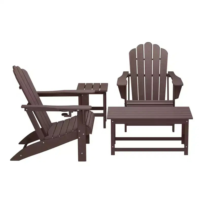 WestinTrends Highland Set da 4 Pezzi con Sedie Adirondack, Portabicchieri e Tavolino