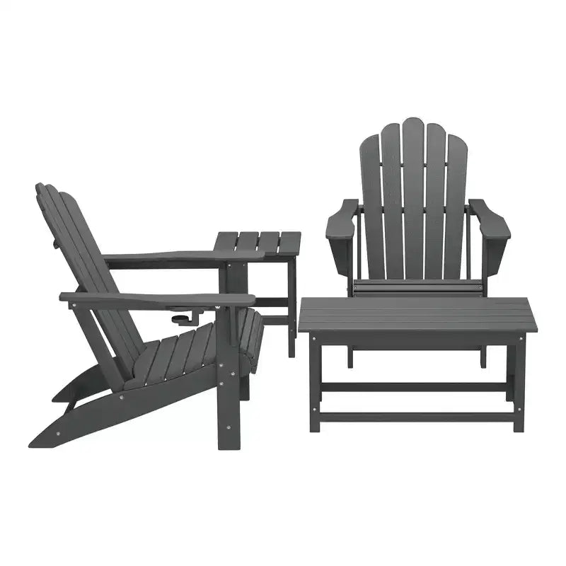 WestinTrends Highland Set da 4 Pezzi con Sedie Adirondack, Portabicchieri e Tavolino