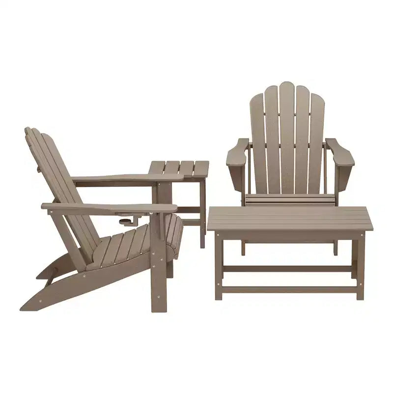 WestinTrends Highland Set da 4 Pezzi con Sedie Adirondack, Portabicchieri e Tavolino