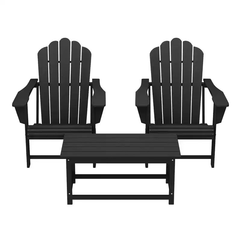 WestinTrends Highland 3-Piece Adirondack Chairs with Cup Holders and Coffee Table Set