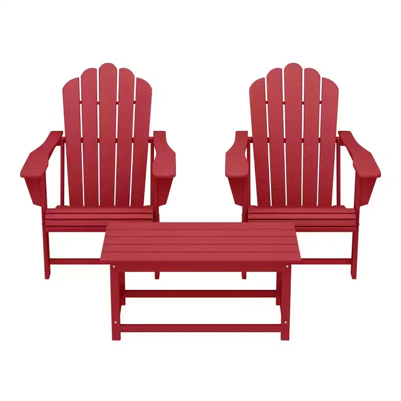 WestinTrends Highland Set di 3 Sedie Adirondack con Portabicchieri e Tavolino da Caffè