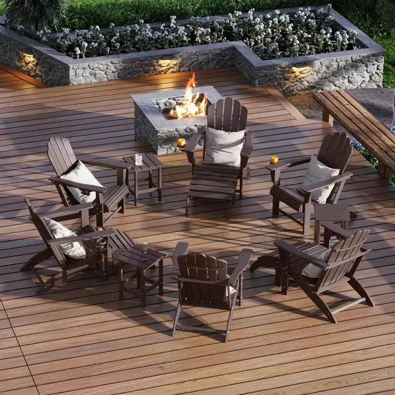 WestinTrends Highland Set da 12 Pezzi Tavolo da Conversazione per Esterni in HDPE e Sedie Adirondack