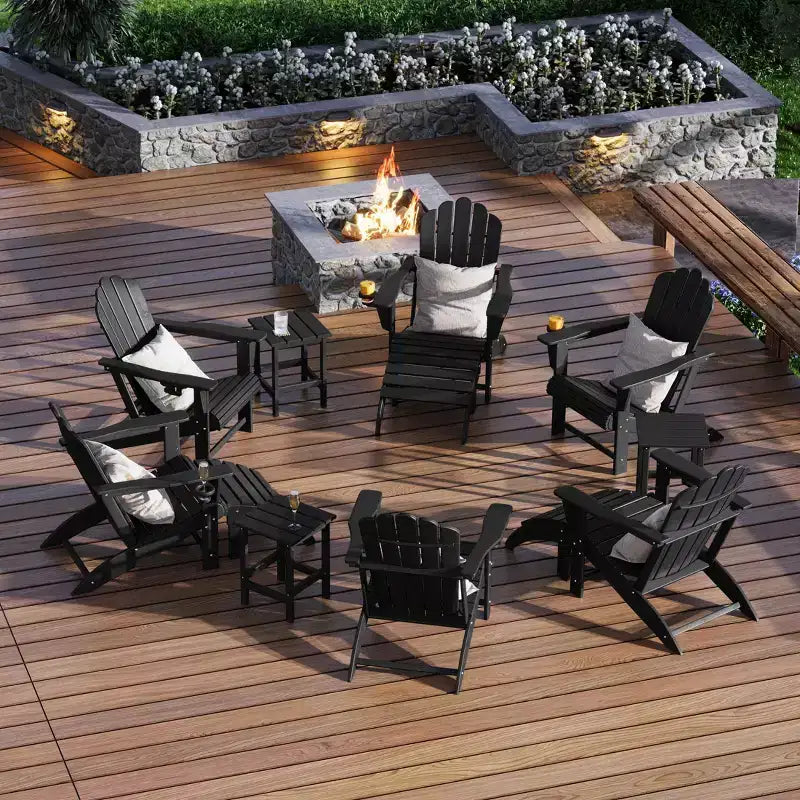 WestinTrends Highland Set da 12 Pezzi Tavolo da Conversazione per Esterni in HDPE e Sedie Adirondack