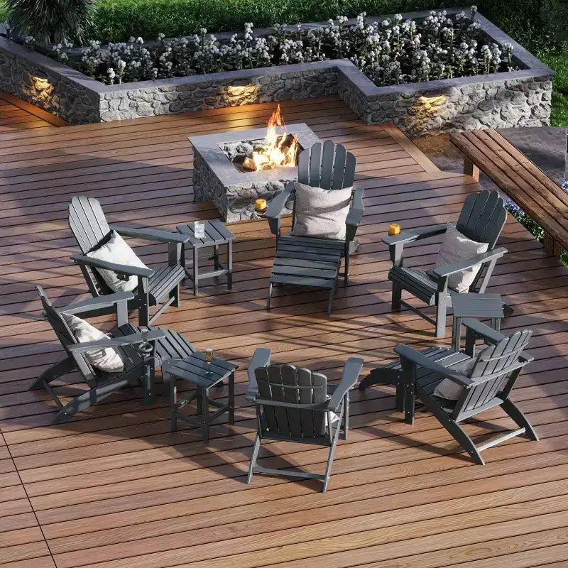 WestinTrends Highland Set da 12 Pezzi Tavolo da Conversazione per Esterni in HDPE e Sedie Adirondack