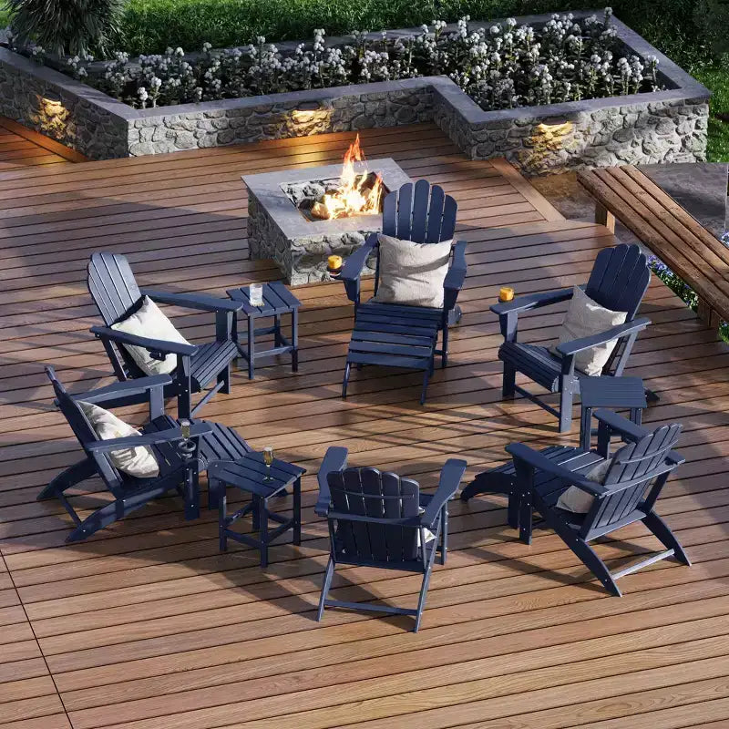 WestinTrends Highland Set da 12 Pezzi Tavolo da Conversazione per Esterni in HDPE e Sedie Adirondack