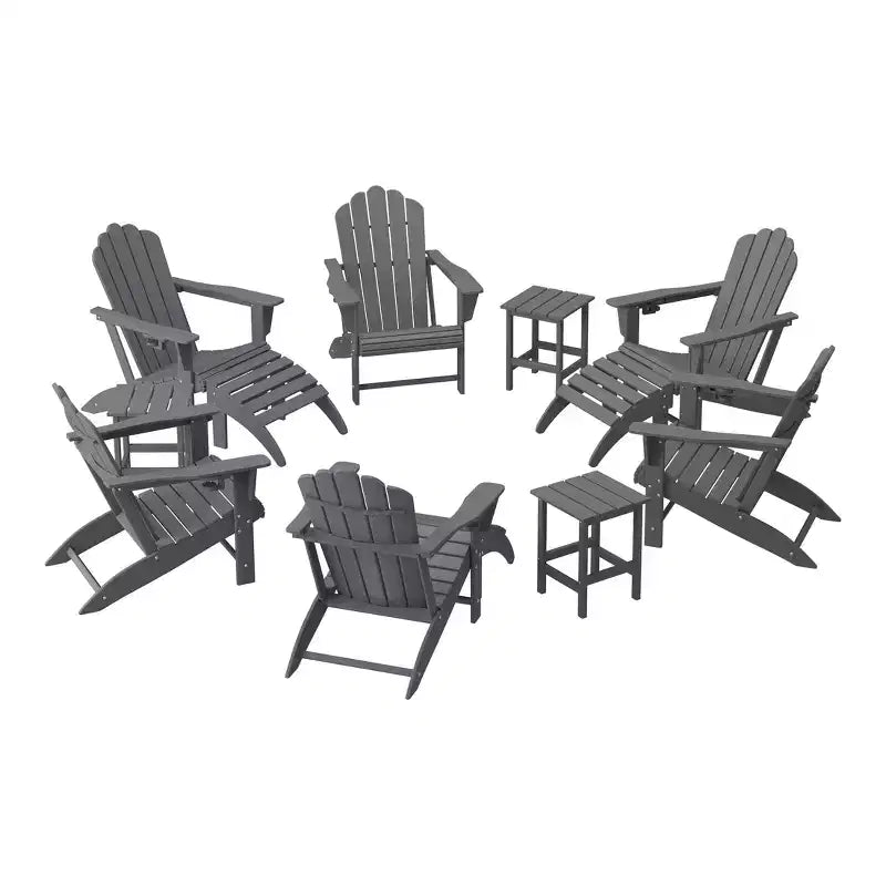 WestinTrends Highland Set da 12 Pezzi Tavolo da Conversazione per Esterni in HDPE e Sedie Adirondack