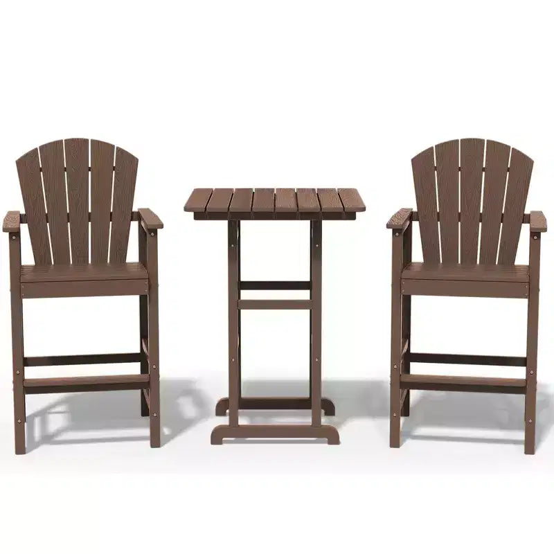 Hyleory Set da Bar 3 Pezzi in HDPE con Sgabelli Bar Adirondack - Mobili da Esterno Durevoli per un Intrattenimento di Stile