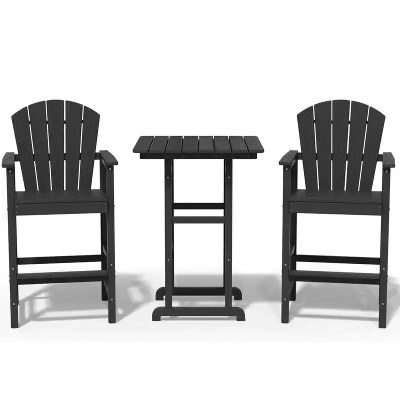 Hyleory Set da Bar 3 Pezzi in HDPE con Sgabelli Bar Adirondack - Mobili da Esterno Durevoli per un Intrattenimento di Stile