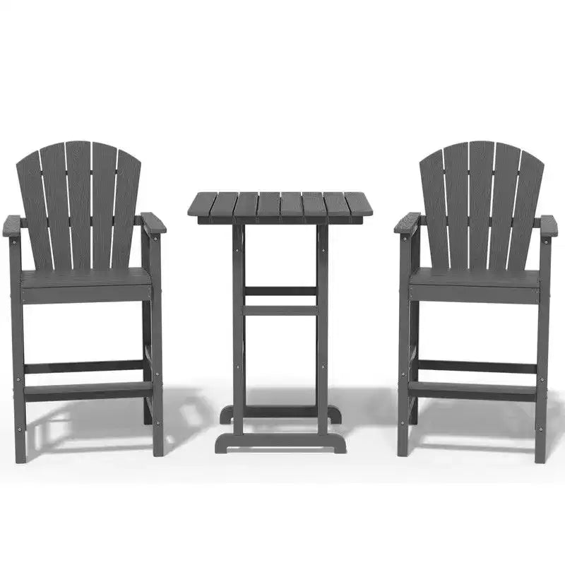 Hyleory Set da Bar 3 Pezzi in HDPE con Sgabelli Bar Adirondack - Mobili da Esterno Durevoli per un Intrattenimento di Stile