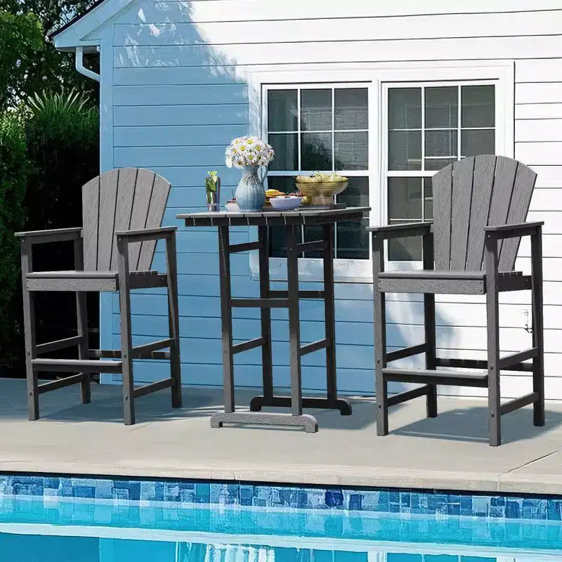Hyleory Set da Bar 3 Pezzi in HDPE con Sgabelli Bar Adirondack - Mobili da Esterno Durevoli per un Intrattenimento di Stile
