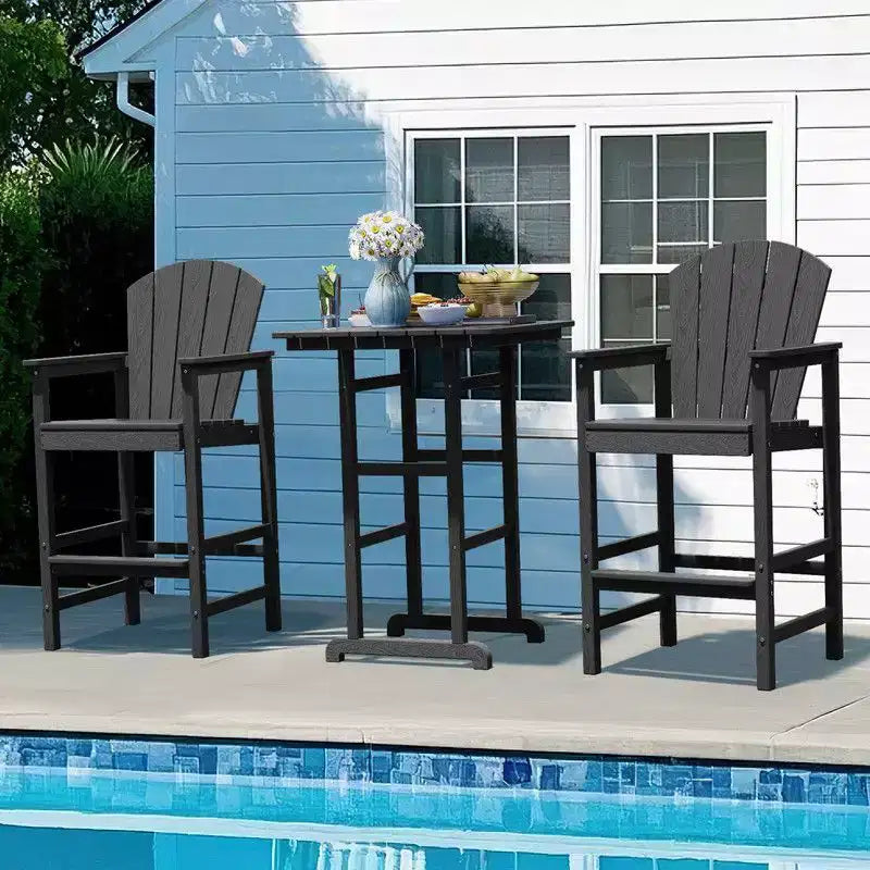 Hyleory Set da Bar 3 Pezzi in HDPE con Sgabelli Bar Adirondack - Mobili da Esterno Durevoli per un Intrattenimento di Stile