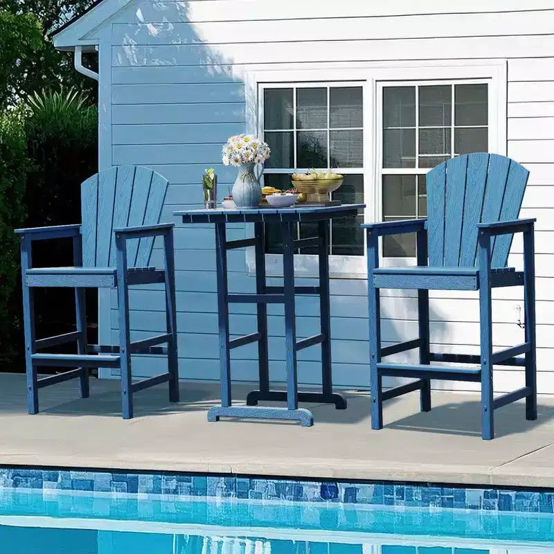 Hyleory Set da Bar 3 Pezzi in HDPE con Sgabelli Bar Adirondack - Mobili da Esterno Durevoli per un Intrattenimento di Stile