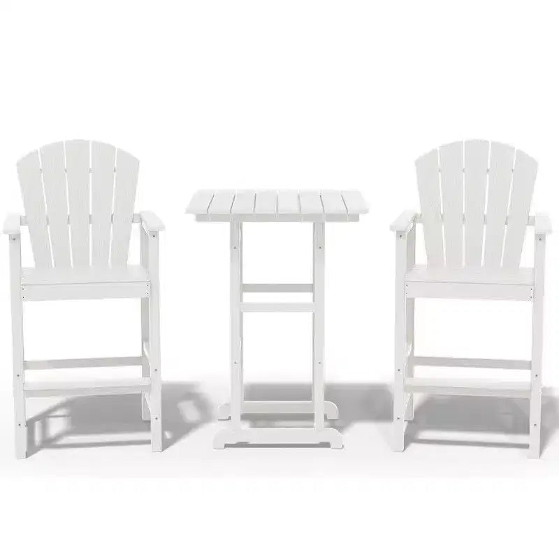 Hyleory Set da Bar 3 Pezzi in HDPE con Sgabelli Bar Adirondack - Mobili da Esterno Durevoli per un Intrattenimento di Stile