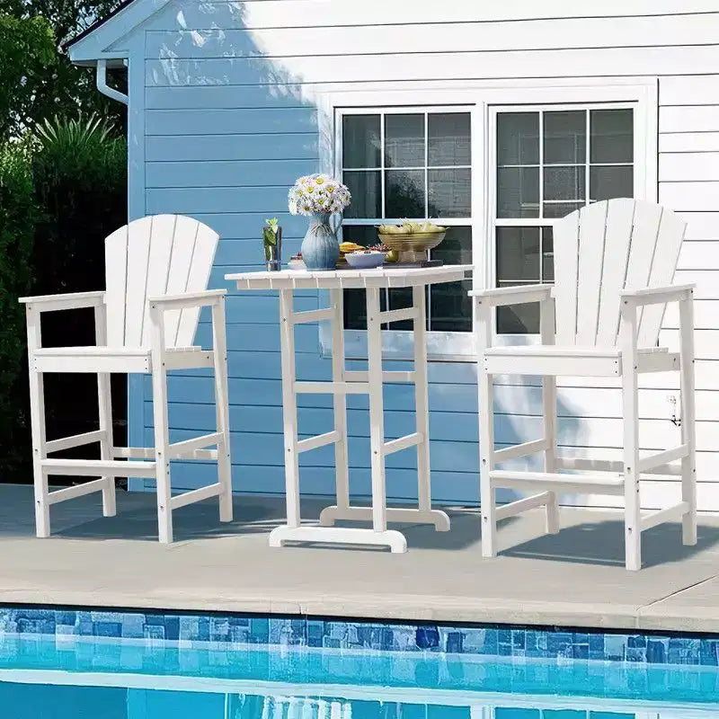 Hyleory Set da Bar 3 Pezzi in HDPE con Sgabelli Bar Adirondack - Mobili da Esterno Durevoli per un Intrattenimento di Stile