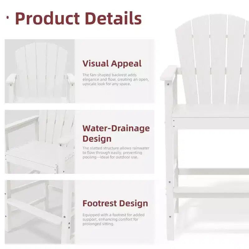 Hyleory Set da Bar 3 Pezzi in HDPE con Sgabelli Bar Adirondack - Mobili da Esterno Durevoli per un Intrattenimento di Stile